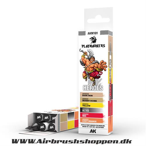 AKM101 - HEROES – PLAYMARKER SET 6 stk tuscher - AK-Interactive